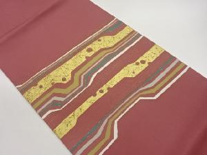 塩瀬金彩抽象横段模様名古屋帯